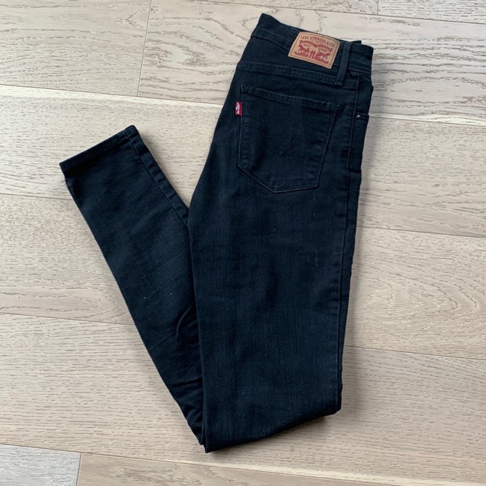 Levi’s High Rise Skinny Jeans Black Wash Size 25 x 30 Stretch Denim
